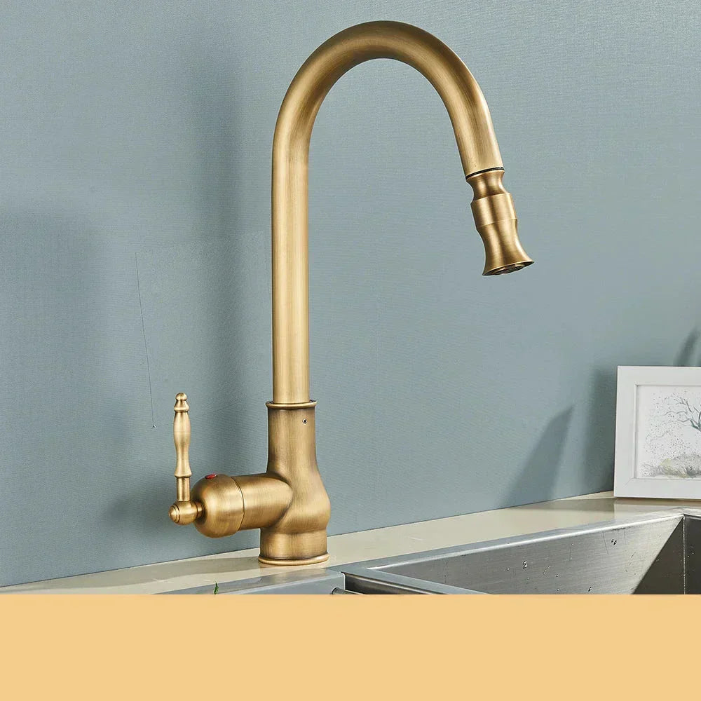 HeritageFlow - Antique Brass Kitchen Faucet