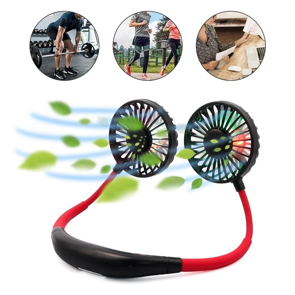 FlexiGlow - Portable Rechargeable Neck and Desk Fan
