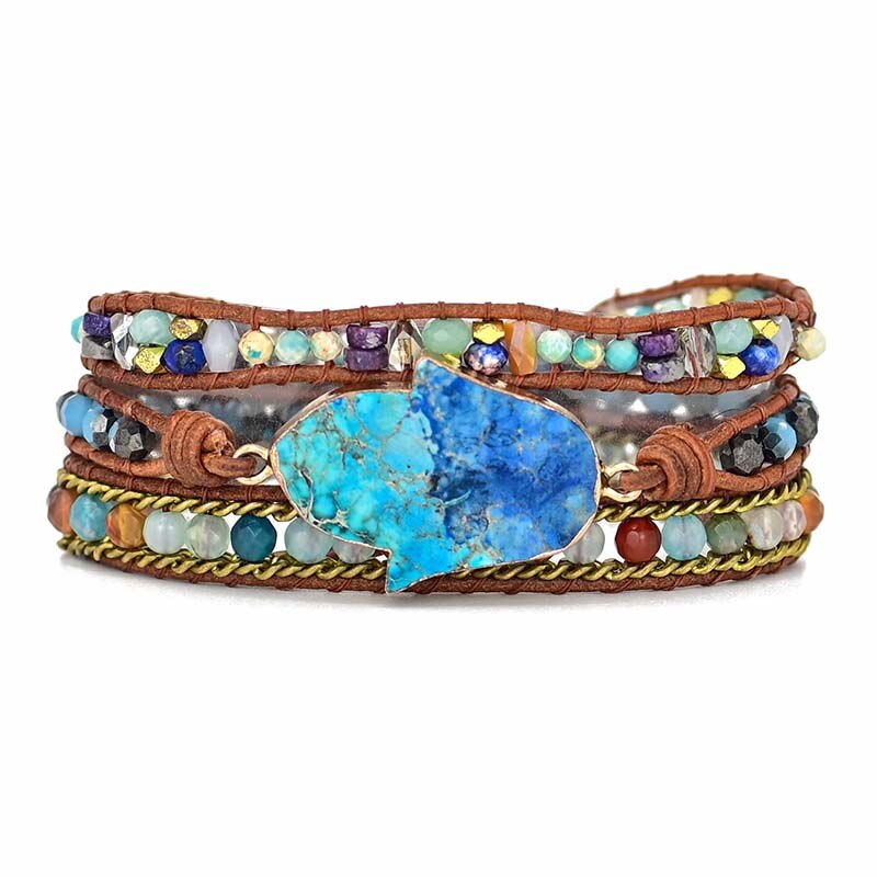Soraya - Turquoise Hamsa Wrap Bracelet for Women