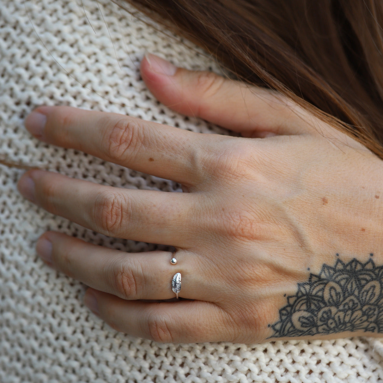 SilverPlume Ring - Adjustable 925 Silver Feather Ring