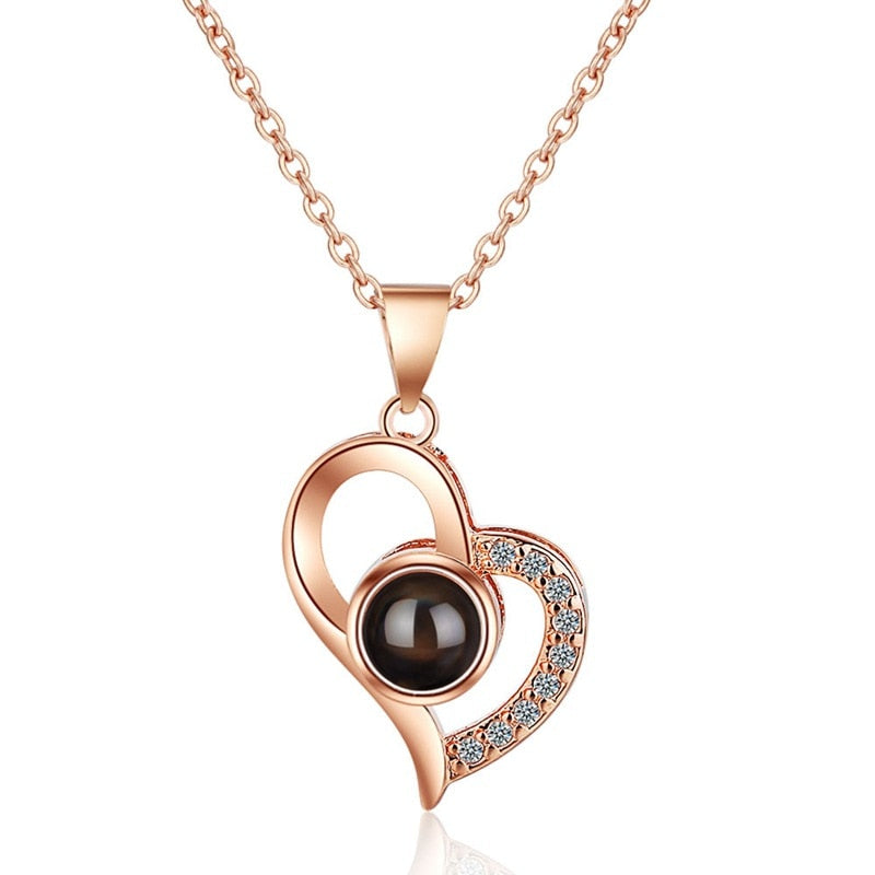 EternalLove Necklace - Heart Pendant with I Love You in 100 Languages
