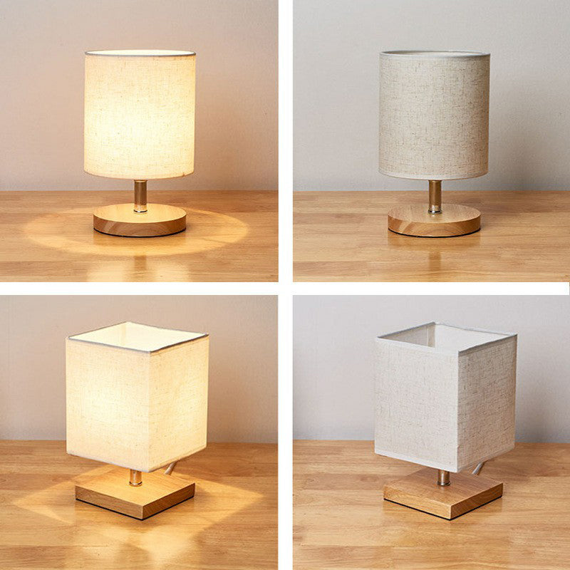 LinenCraft | Elegant Minimalist Wood and Flax Bedside Table Lamp 1