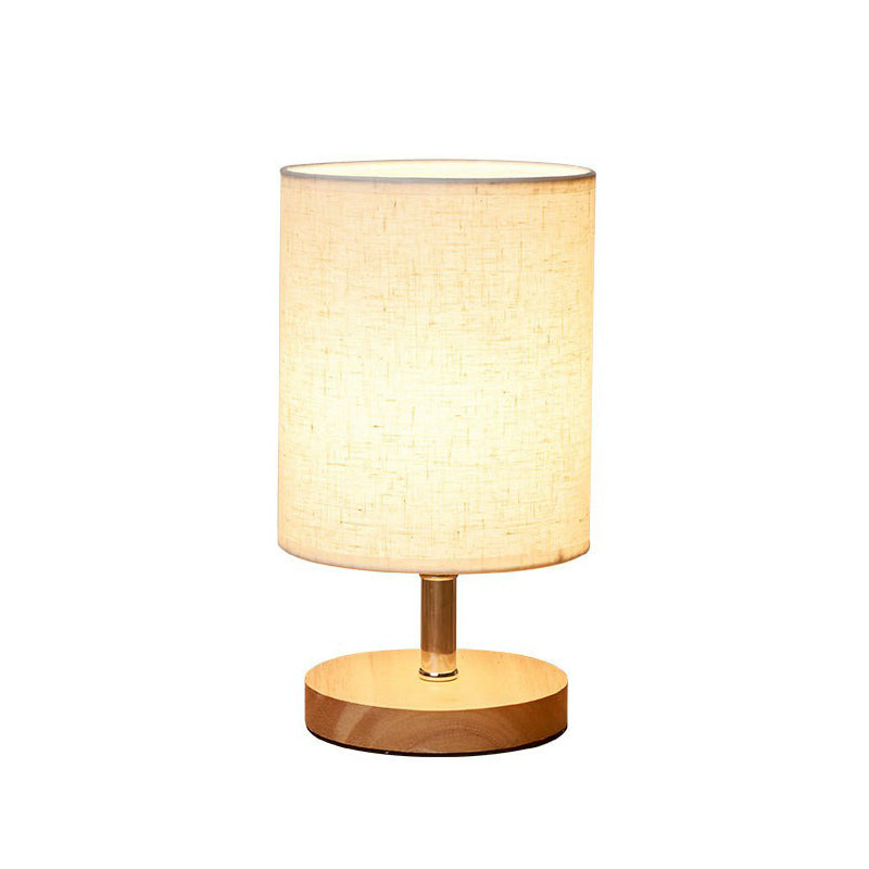 LinenCraft | Elegant Minimalist Wood and Flax Bedside Table Lamp 4