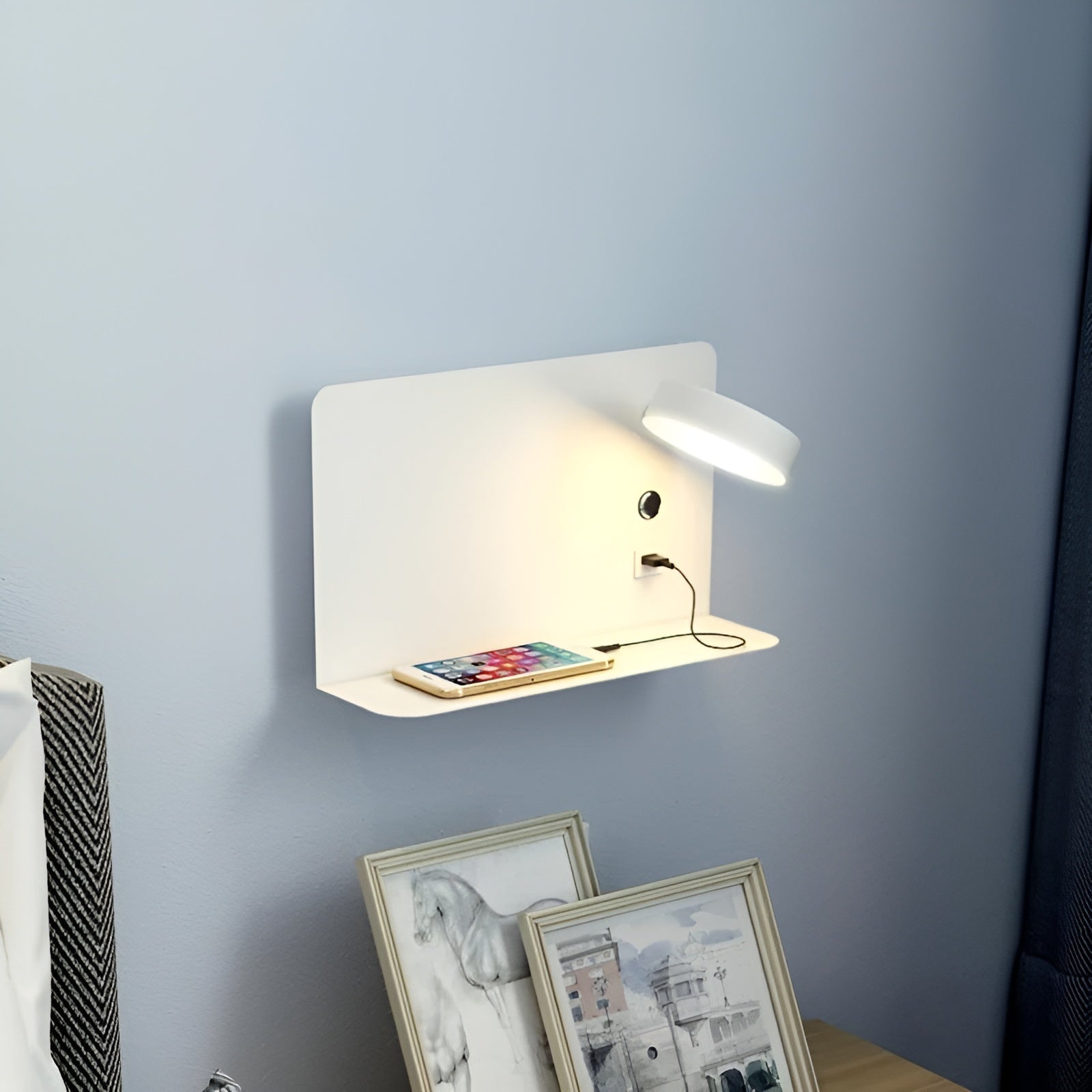 LumiCharge | Sleek Modern USB Wall Sconce Lighting with LED Illumination 4