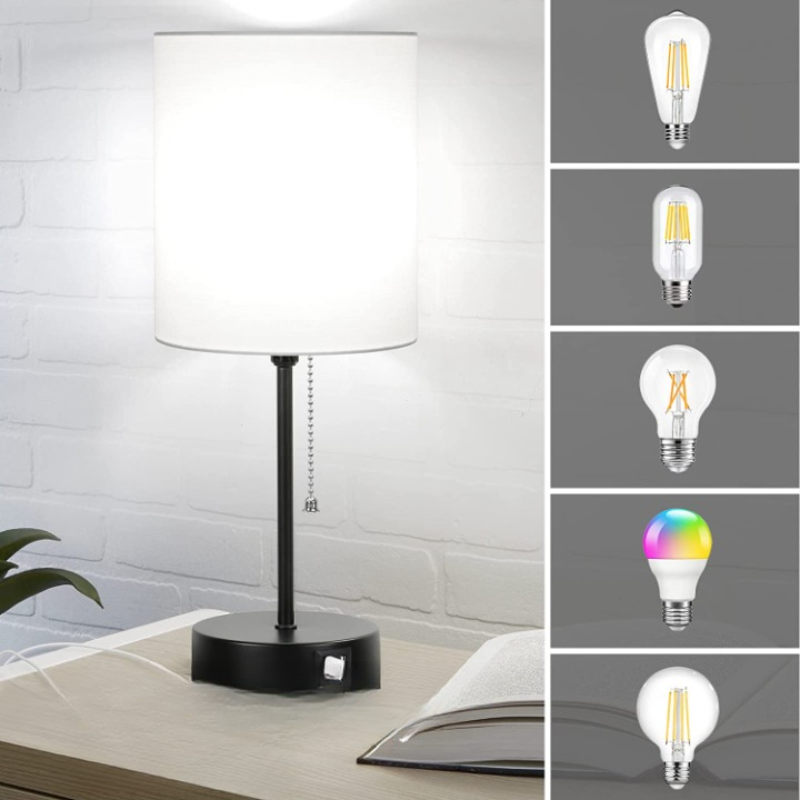 Luminara | Modern Minimalist Gray Table Lamp with USB Charging Ports 5