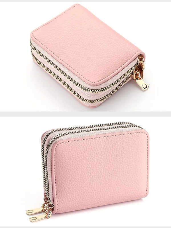 MiniWallet - Compact Lychee Print Wallet with Double Zip