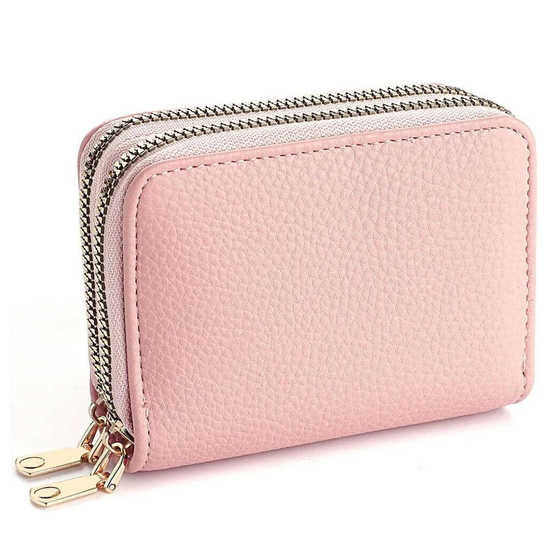 MiniWallet - Compact Lychee Print Wallet with Double Zip