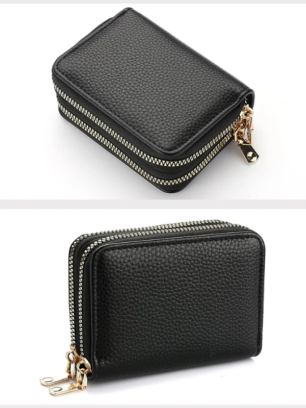 MiniWallet - Compact Lychee Print Wallet with Double Zip