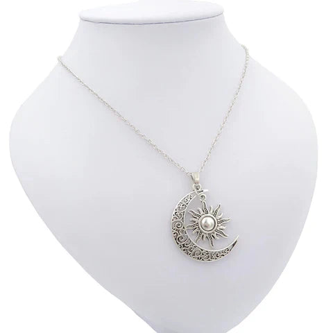 Vintage Sun and Moon Necklace - Dual Pendant Celestial Charm