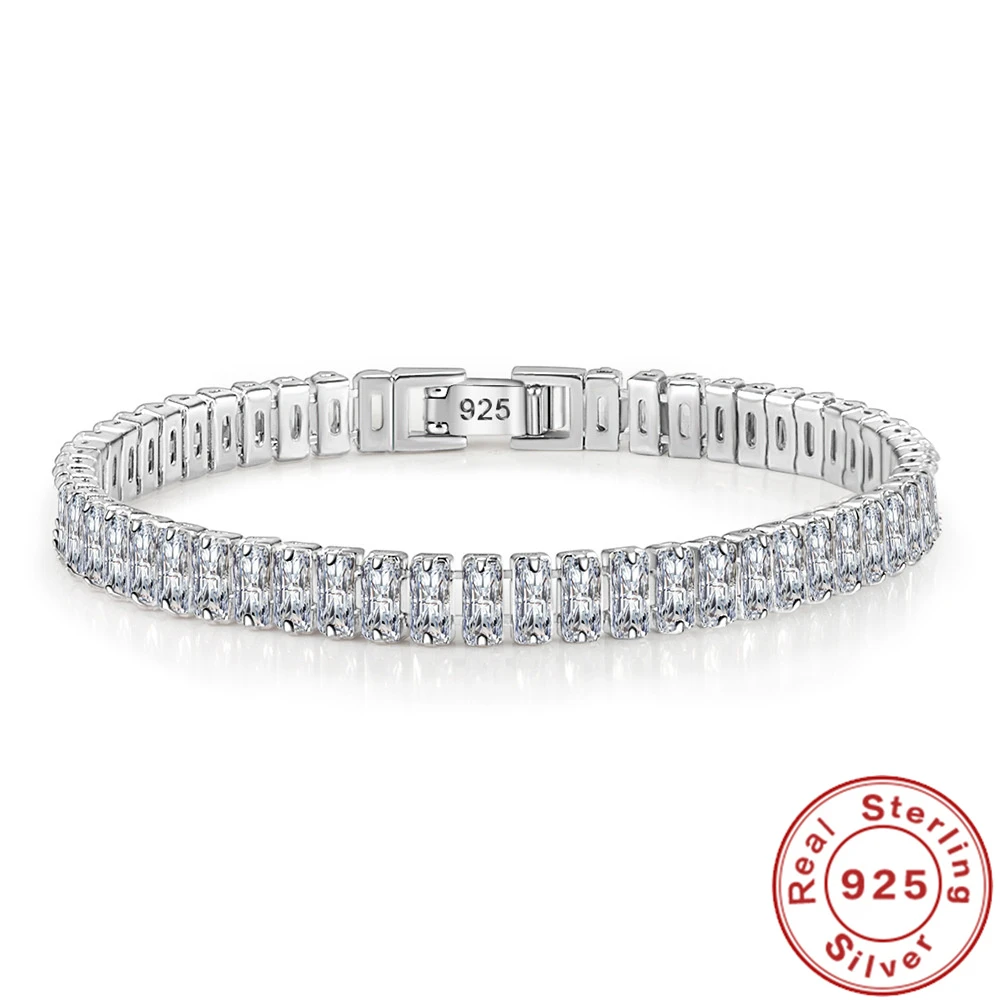 Sterling Silver Crystal Bracelet - Adjustable 925 Silver Statement Piece