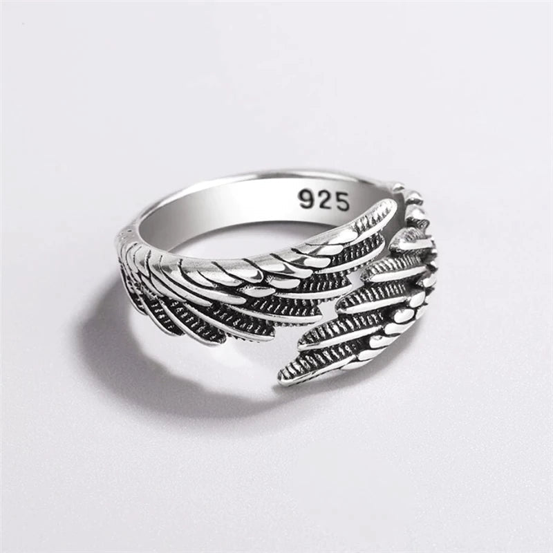 Feather Wing Ring - Adjustable 925 Silver Angel Feather Ring