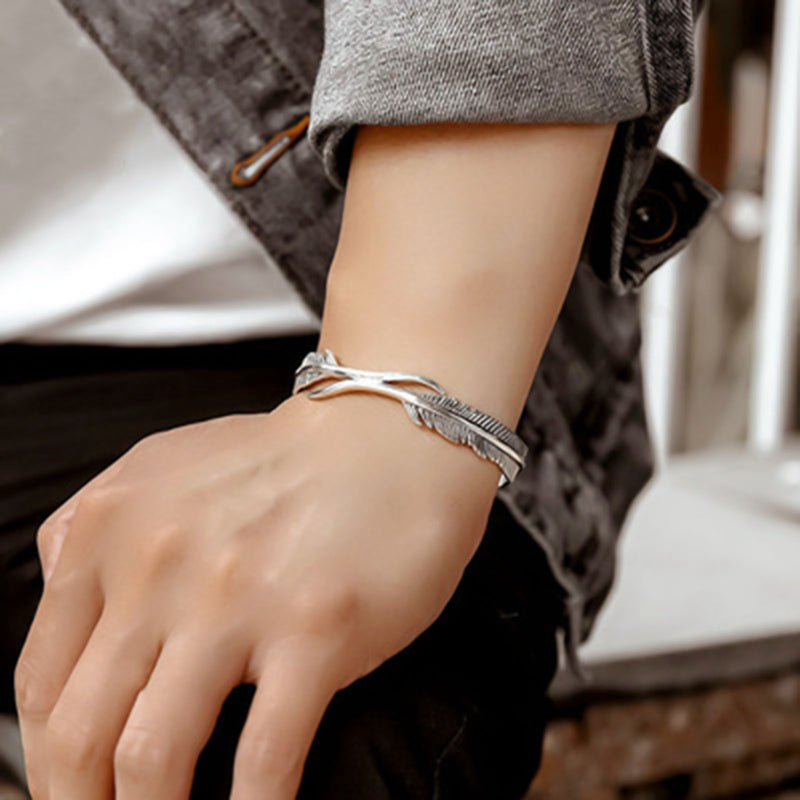 Silver Feather - Adjustable Bracelet for Women