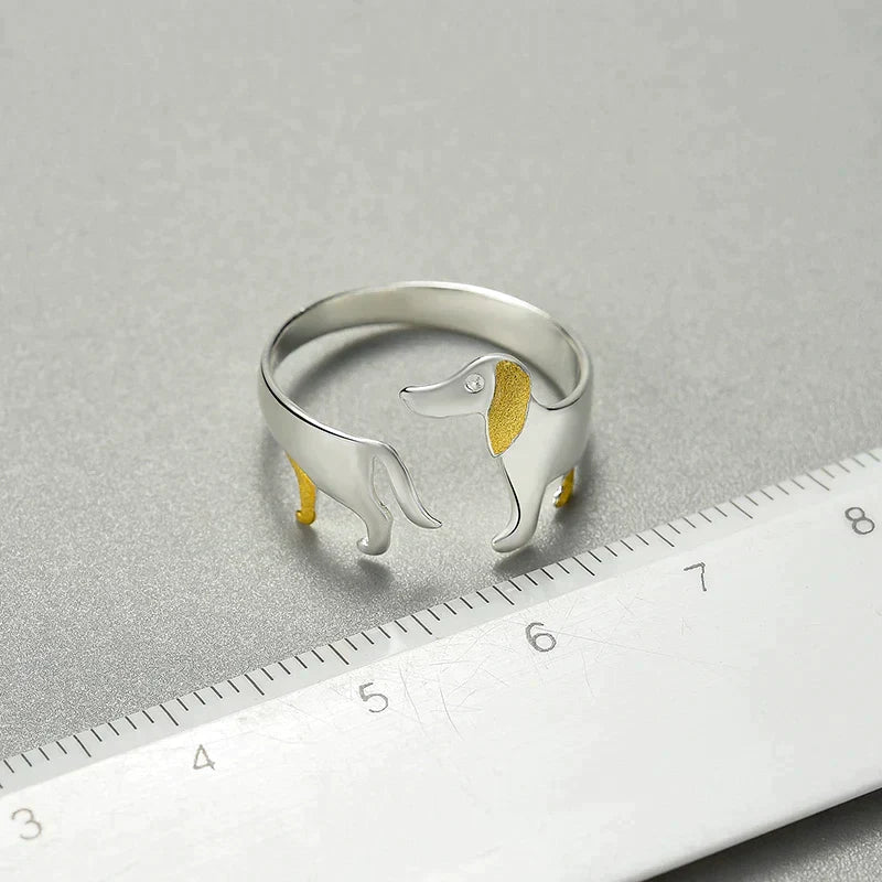 Dachshund Ring - Adjustable Silver Ring for Dog Lovers