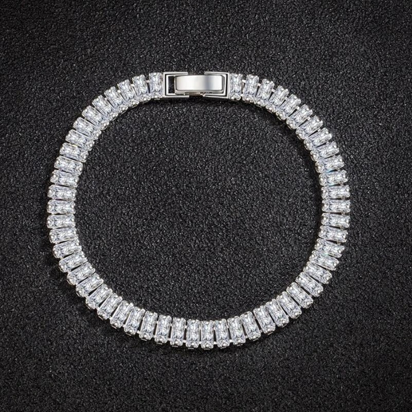 Sterling Silver Crystal Bracelet - Adjustable 925 Silver Statement Piece