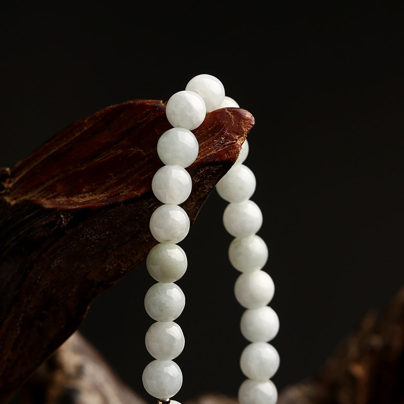 Jade and Agate Lucky Bracelet - Adjustable Silver Bracelet with Flower Charm