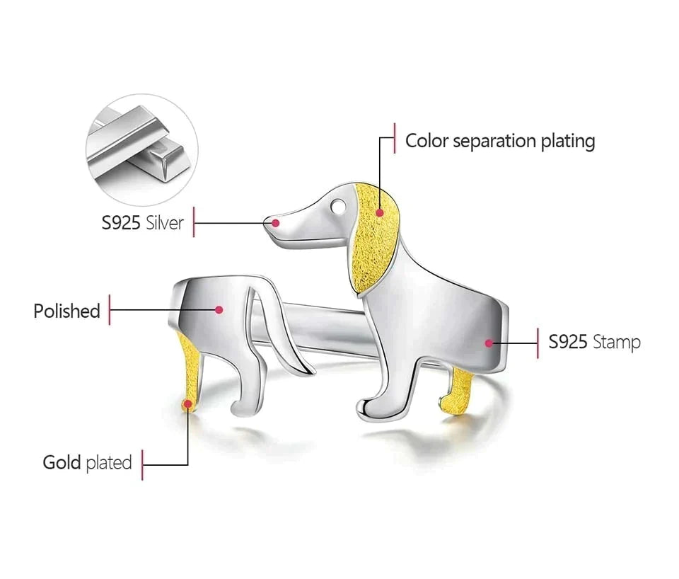 Dachshund Ring - Adjustable Silver Ring for Dog Lovers
