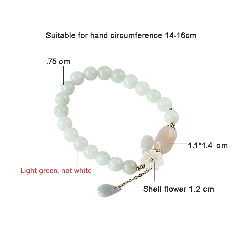 Jade and Agate Lucky Bracelet - Adjustable Silver Bracelet with Flower Charm