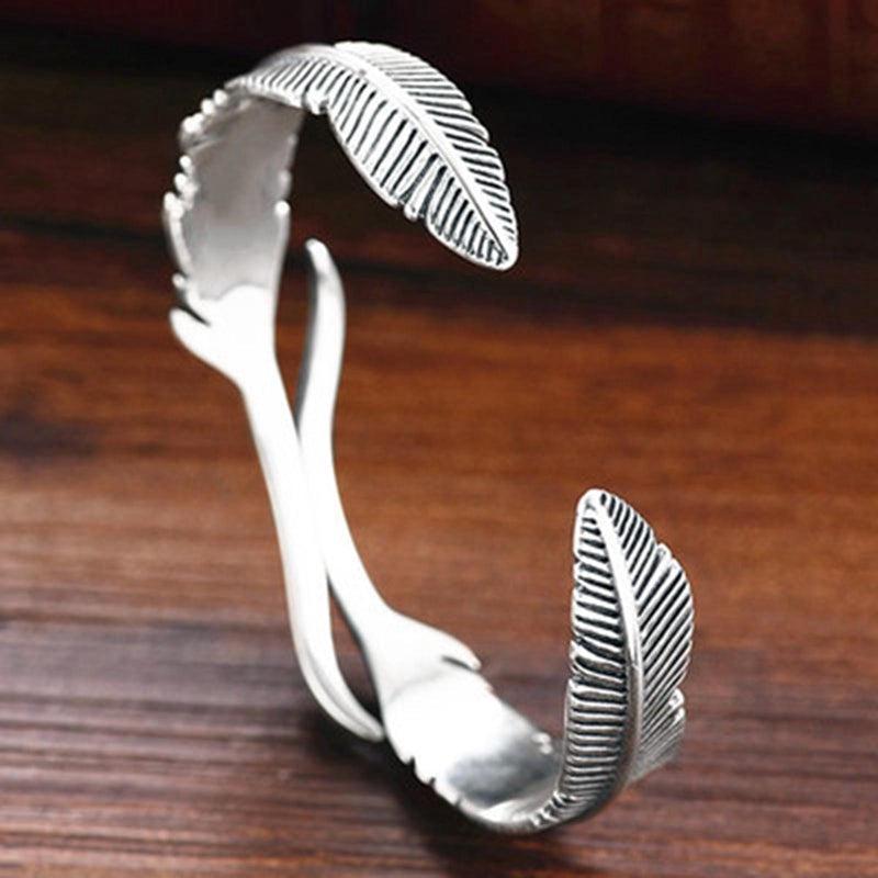 Silver Feather - Adjustable Bracelet for Women