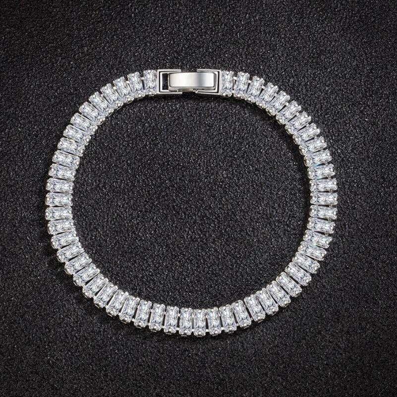 Sterling Silver Crystal Bracelet - Adjustable 925 Silver Statement Piece