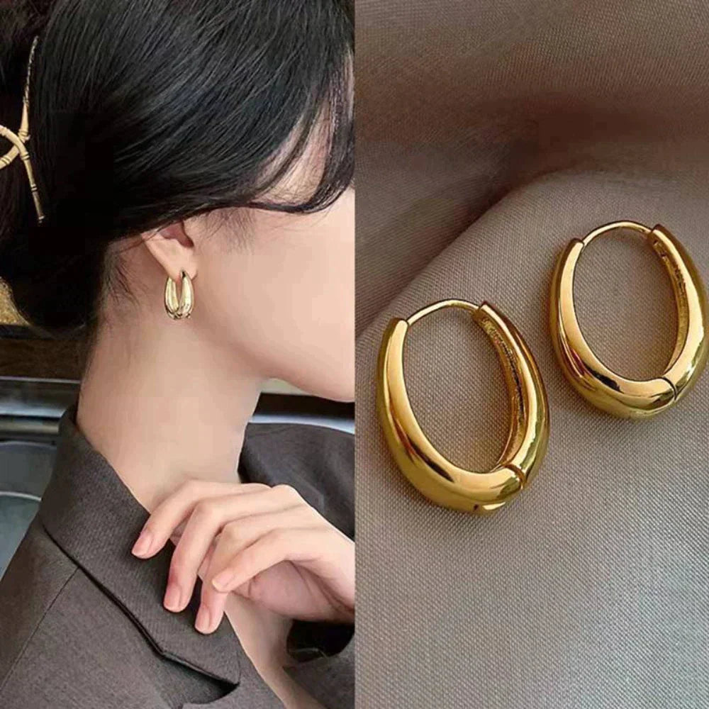 Gold Hoop Earrings - Classic 18k Gold-Plated Round Hoops