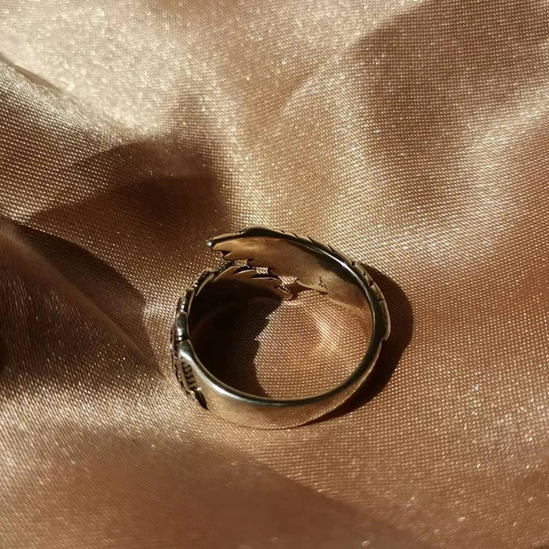 Feather Wing Ring - Adjustable 925 Silver Angel Feather Ring