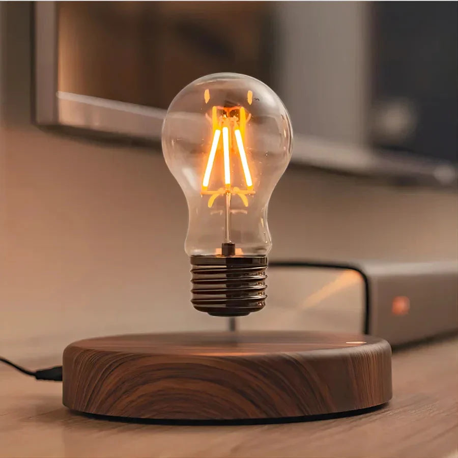 LevitaLux - Floating Bulb Lamp with Walnut Base