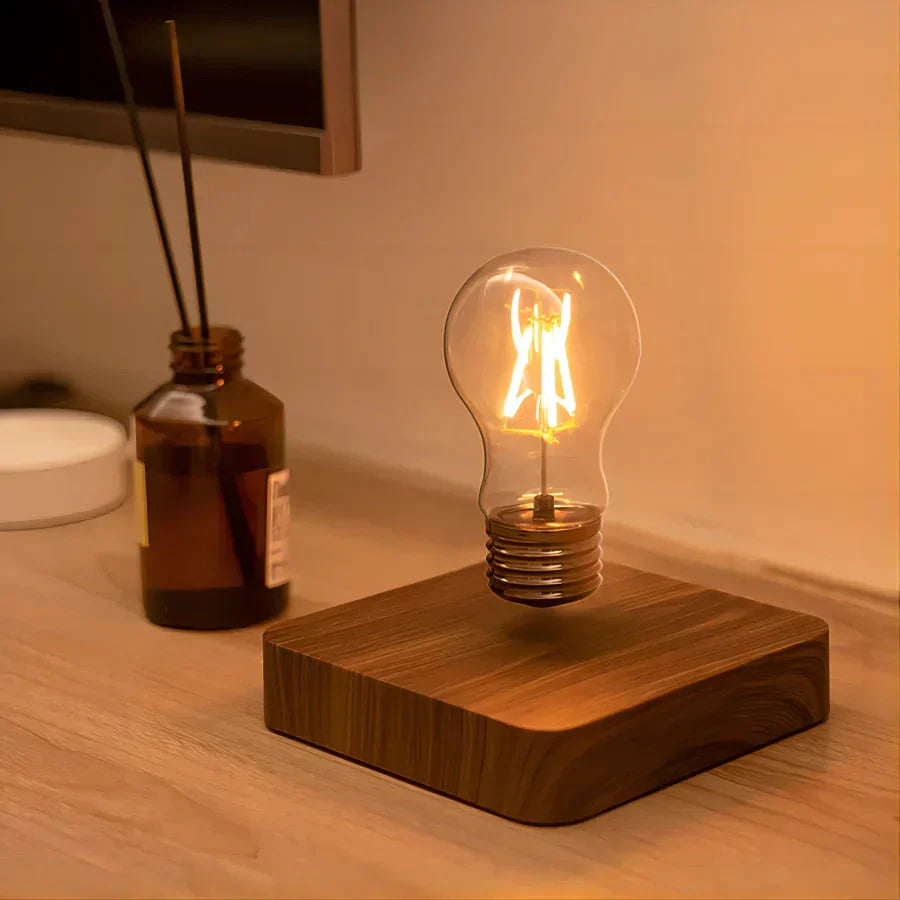 LevitaLux - Floating Bulb Lamp with Walnut Base