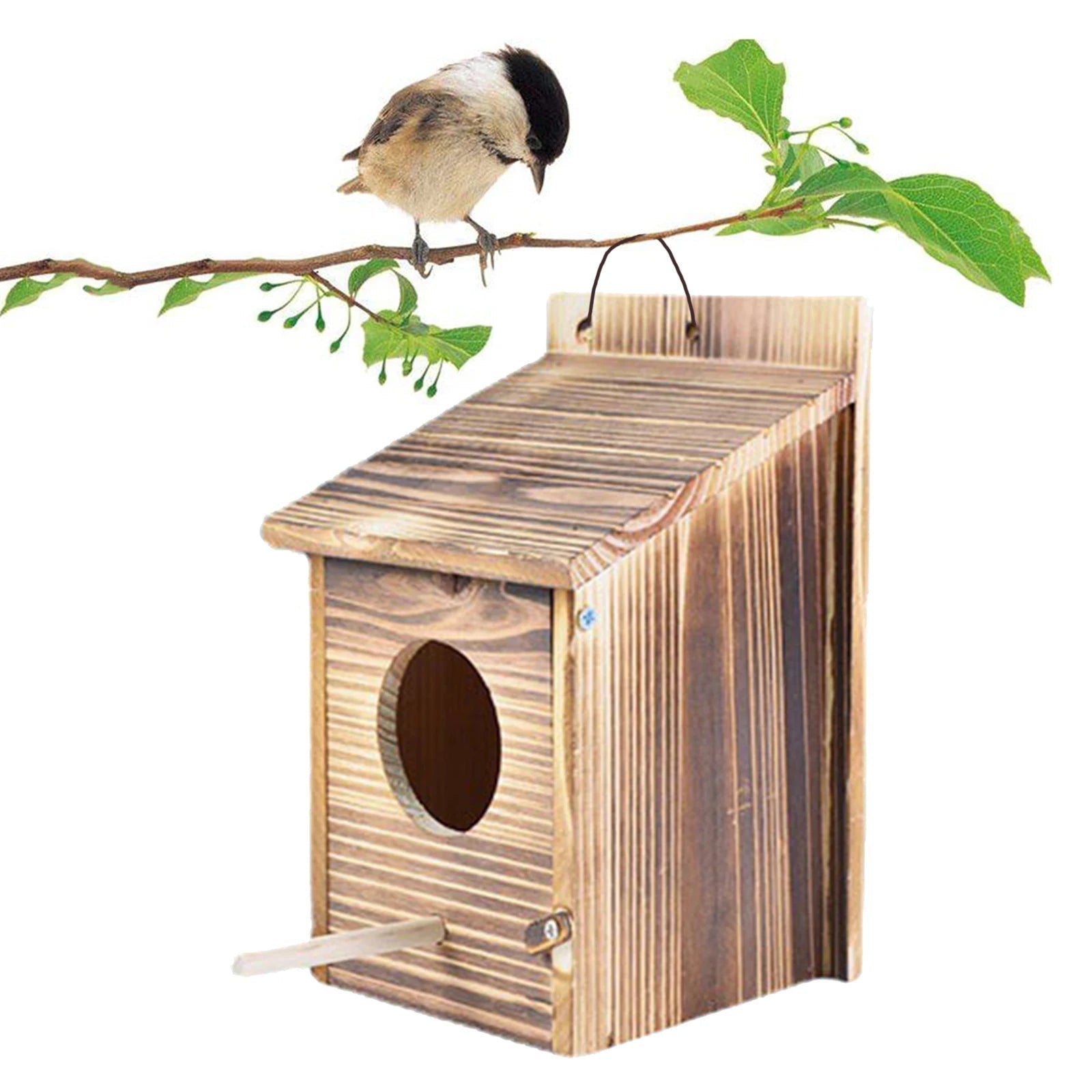 Maison Elmora | Natural Wooden Bird Nest Box with Easy Access Cleaning Door | Charming Habitat for Garden Birds 0