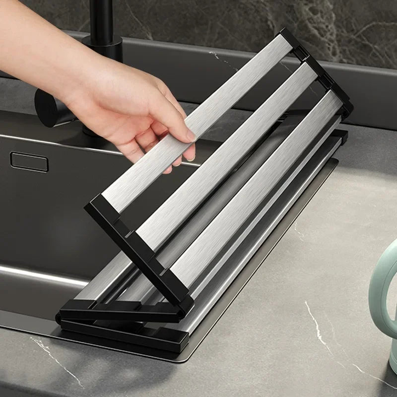 Maison Elmora | Stainless Steel Dish Drying Rack with Foldable Design | Space-Saving Solution for Kitchen Efficiency 1