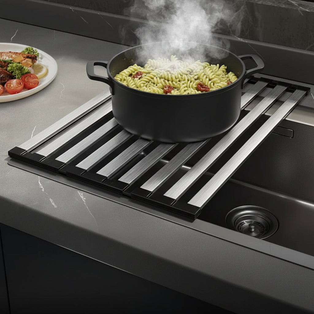 Maison Elmora | Stainless Steel Dish Drying Rack with Foldable Design | Space-Saving Solution for Kitchen Efficiency 3