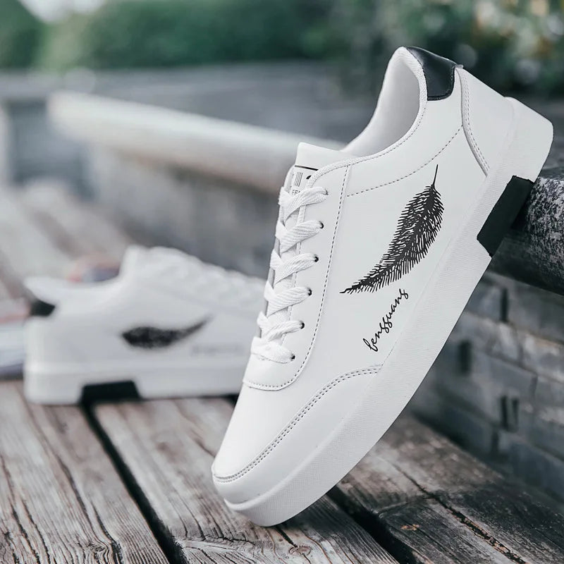 Men's Classic Vegan Leather Lace-Up Shoes - Stylish Lightweight Footwear for Everyday Comfort 0