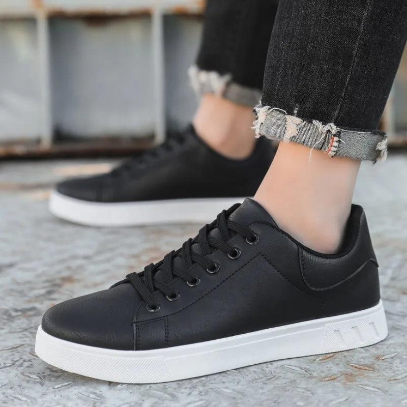 Men's Classic Vegan Leather Lace-Up Shoes - Stylish Lightweight Footwear for Everyday Comfort 1