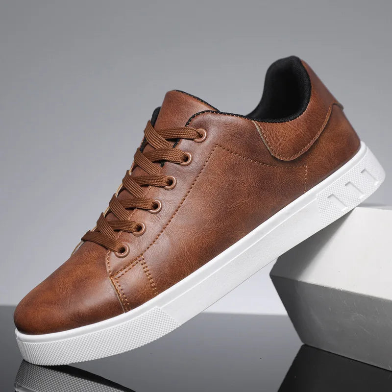 Men's Classic Vegan Leather Lace-Up Shoes - Stylish Lightweight Footwear for Everyday Comfort 10