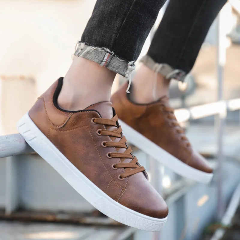Men's Classic Vegan Leather Lace-Up Shoes - Stylish Lightweight Footwear for Everyday Comfort 2