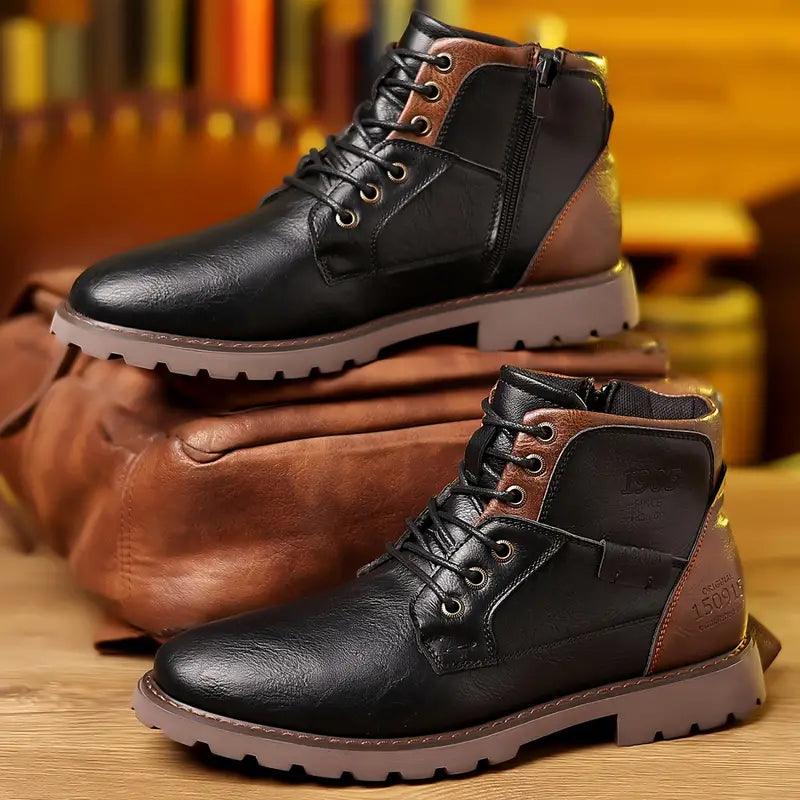 Men's Elegant Leather Dress Boots - Stylish Zippered Footwear for Formal Occasions 1