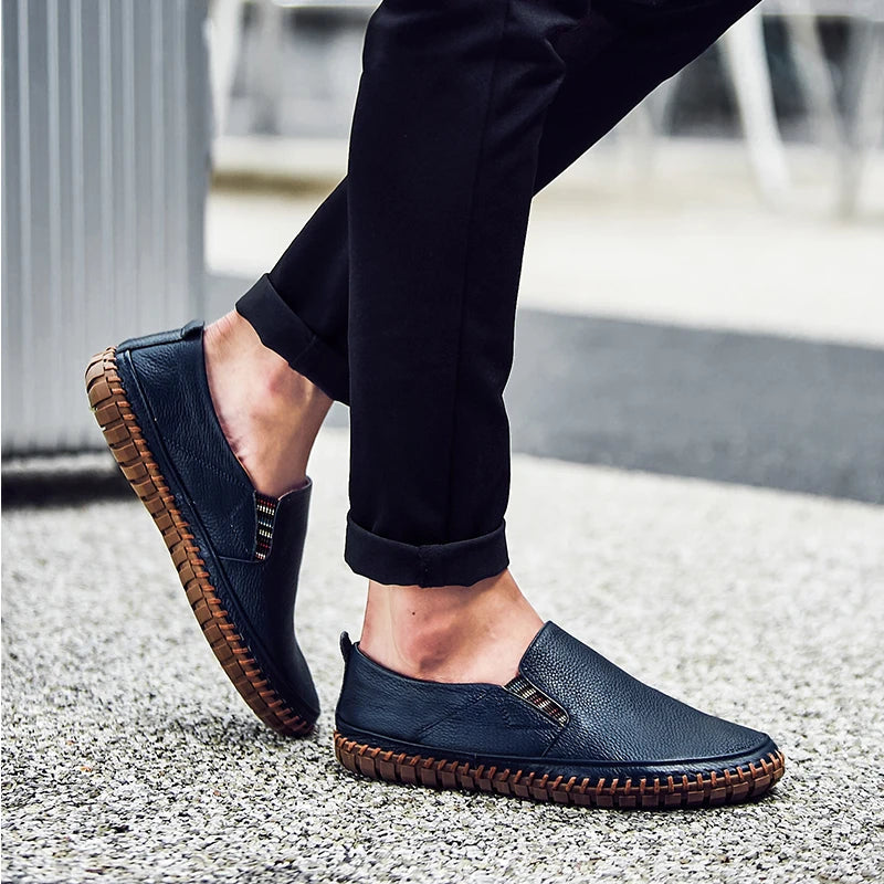 Men's Vegan Leather Loafers - Stylish Brown Comfort Shoes for Everyday Wear 3