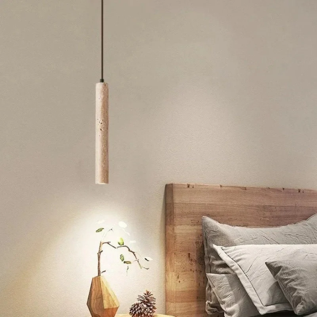 Minimalist Wabi-Sabi | Modern Pendant Lamps for Dining Room with LED Lighting | Elegant Natural Travertine Design for Warm Atmosphere 0