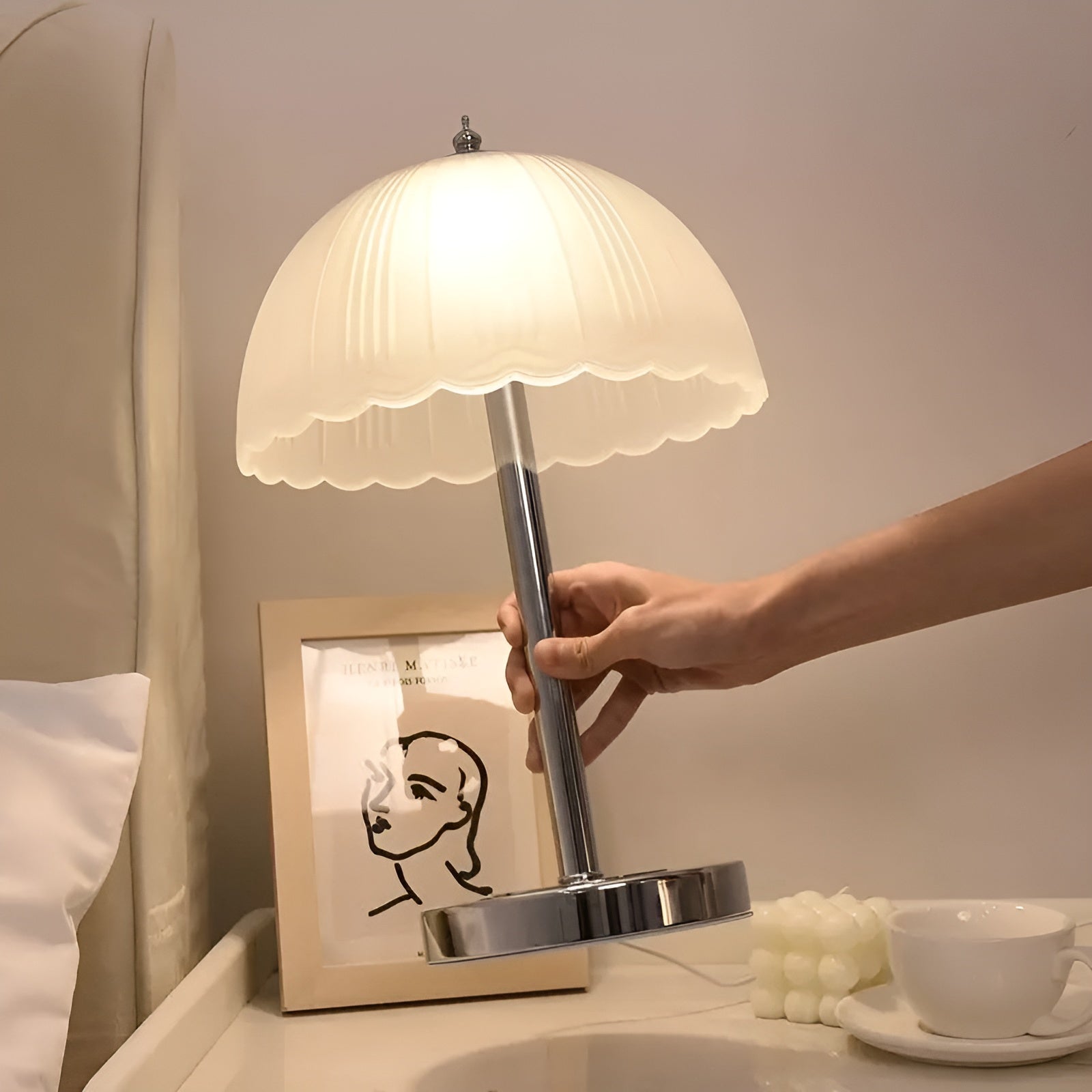 Glass Mushroom Table Lamp - Modern LED Accent Light