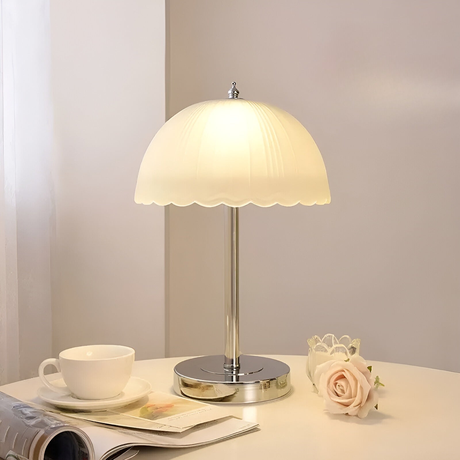 Glass Mushroom Table Lamp - Modern LED Accent Light