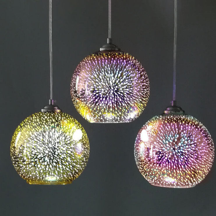 Modern Glass Pendant Light | 3D Fireworks Design with Adjustable Cable | Stunning Kitchen Pendant Lighting for Ambient Illumination 5