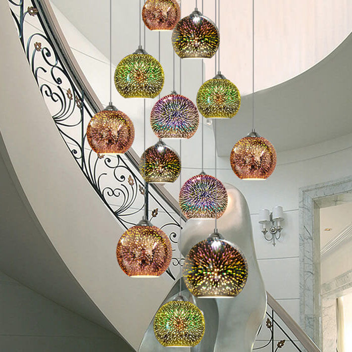 Modern Glass Pendant Light | 3D Fireworks Design with Adjustable Cable | Stunning Kitchen Pendant Lighting for Ambient Illumination 7