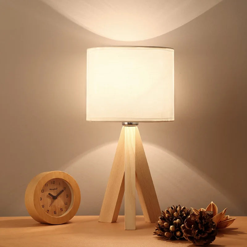 Wood Opaline Tripod Table Lamp - Modern