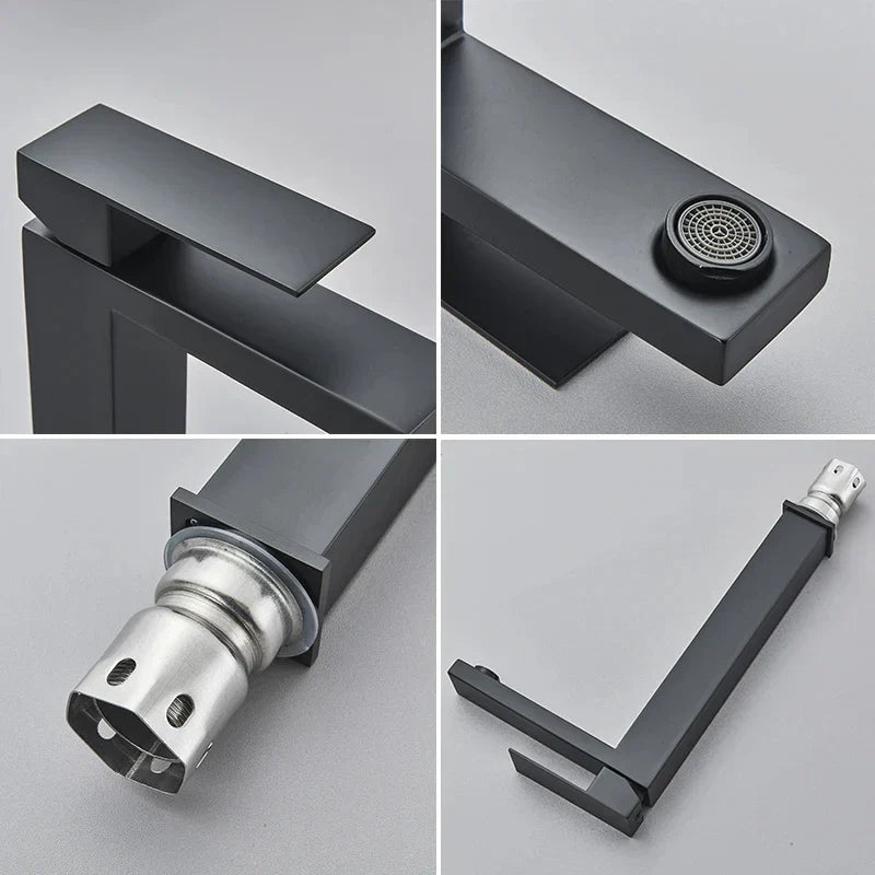 Black & Silver Basin Faucet - Modern Bathroom Mixer