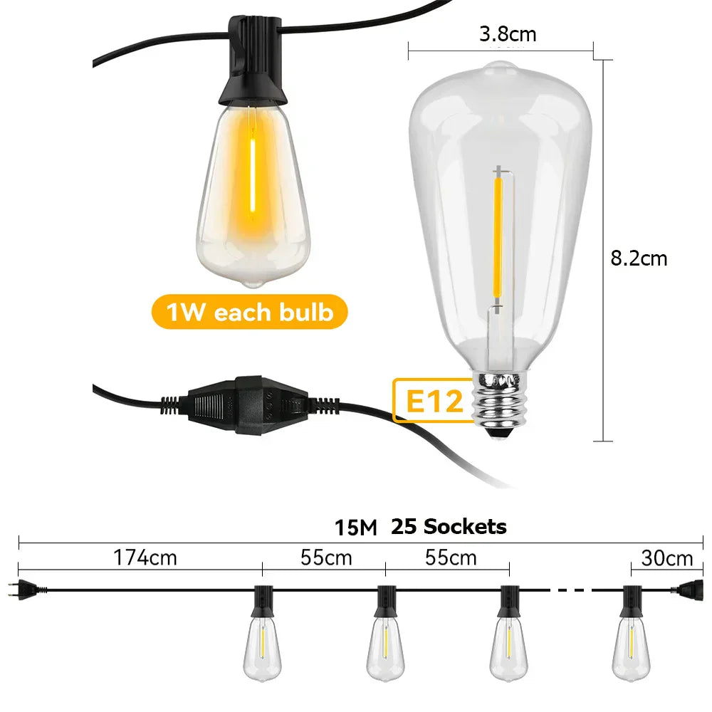 LumiGlow LED Outdoor String Lights