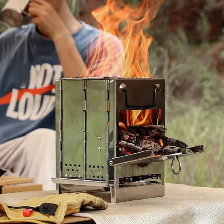 TrailFlame Folding Stainless Steel Wood Stove