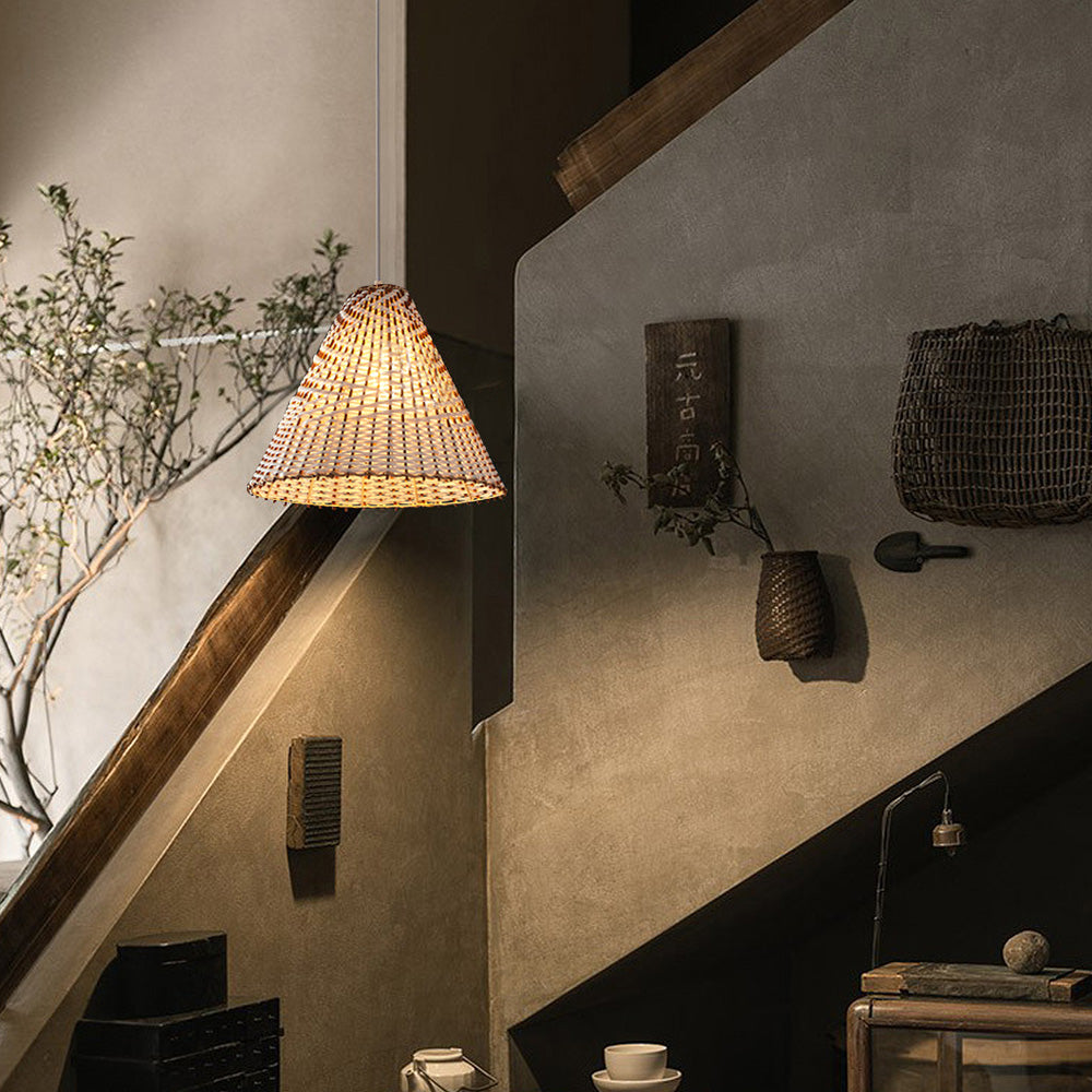 Boho Pendant Lamp - Handmade Rattan Ceiling Light