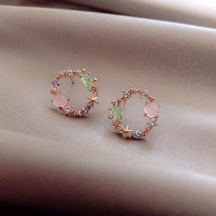 Isabella - Elegant Gold Flower Zirconia Earrings for Women