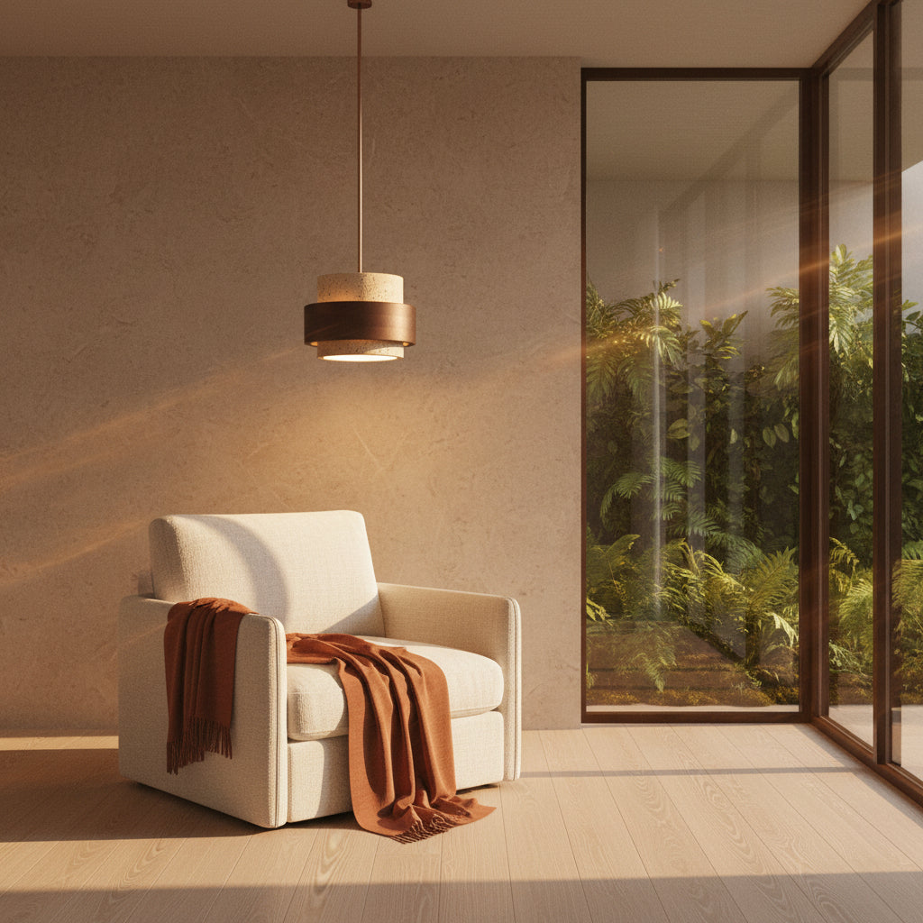Perra | Travertine Pendant Lamp with Adjustable Cable | Unique Design for Ambient Lighting 1
