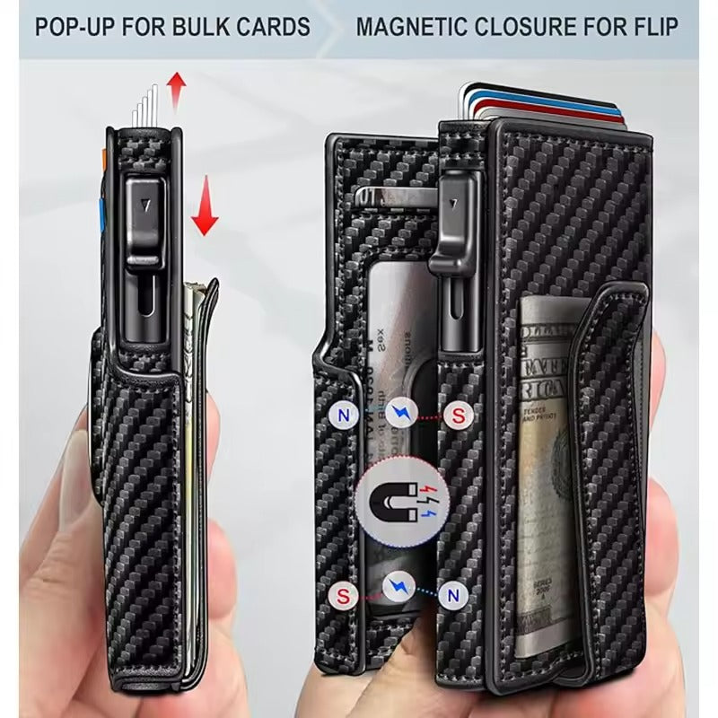 Premium Leather Wallet | Pop-Up RFID Wallet with Magnetic Closure | Quick Access for Enhanced Security 4