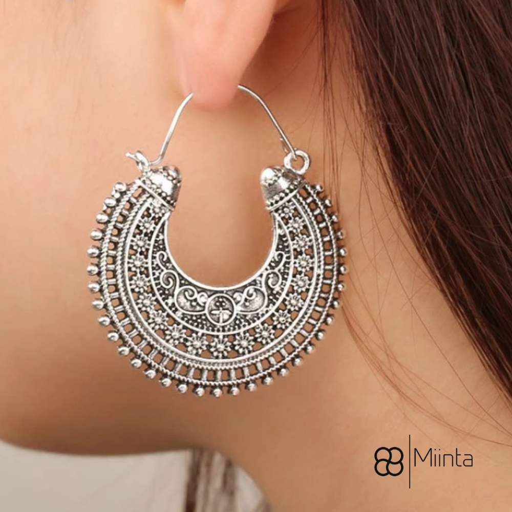 Tibetan Filigree Earrings - Ornate Sterling Silver Statement Pair
